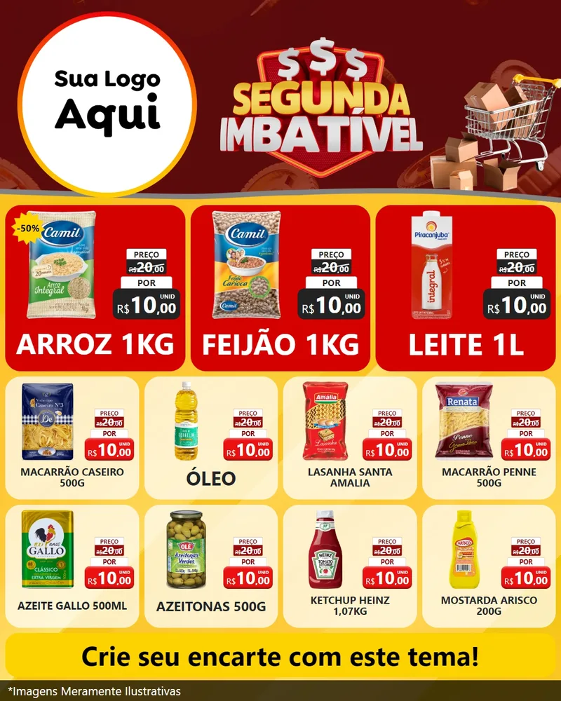 Modelo de Rede Social para Feed Instagram com o tema Segunda Imbatível para Supermercado