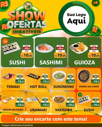 Modelo de Rede Social para Feed Instagram com o tema Show de Ofertas Imbatíveis para Comida japonesa