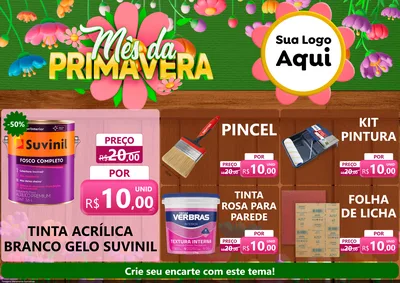 Modelo de Encarte para Encarte A4 Horizontal com o tema Mês da Primavera para Tintas e Ferramentas