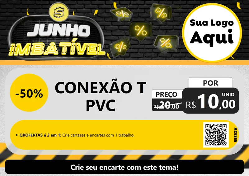 Modelo de Cartaz para Cartaz A4 Horizontal com o tema Junho Imbatível para Tubos e conexões