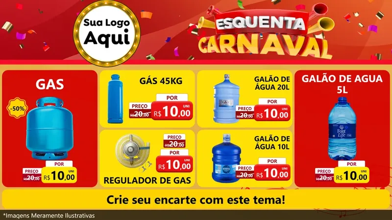 Modelo de TV para TV Horizontal com o tema Esquenta Carnaval para Água e gás