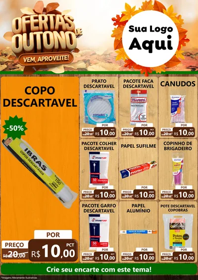 Modelo de Encarte para Encarte A4 Vertical com o tema Ofertas de Outono - Vem, Aproveite! para Embalagens
