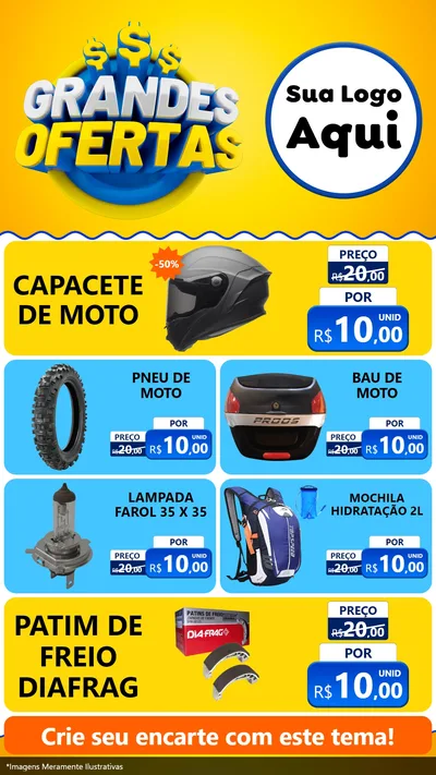 Modelo de TV para TV Vertical com o tema Grandes Ofertas para Moto peças