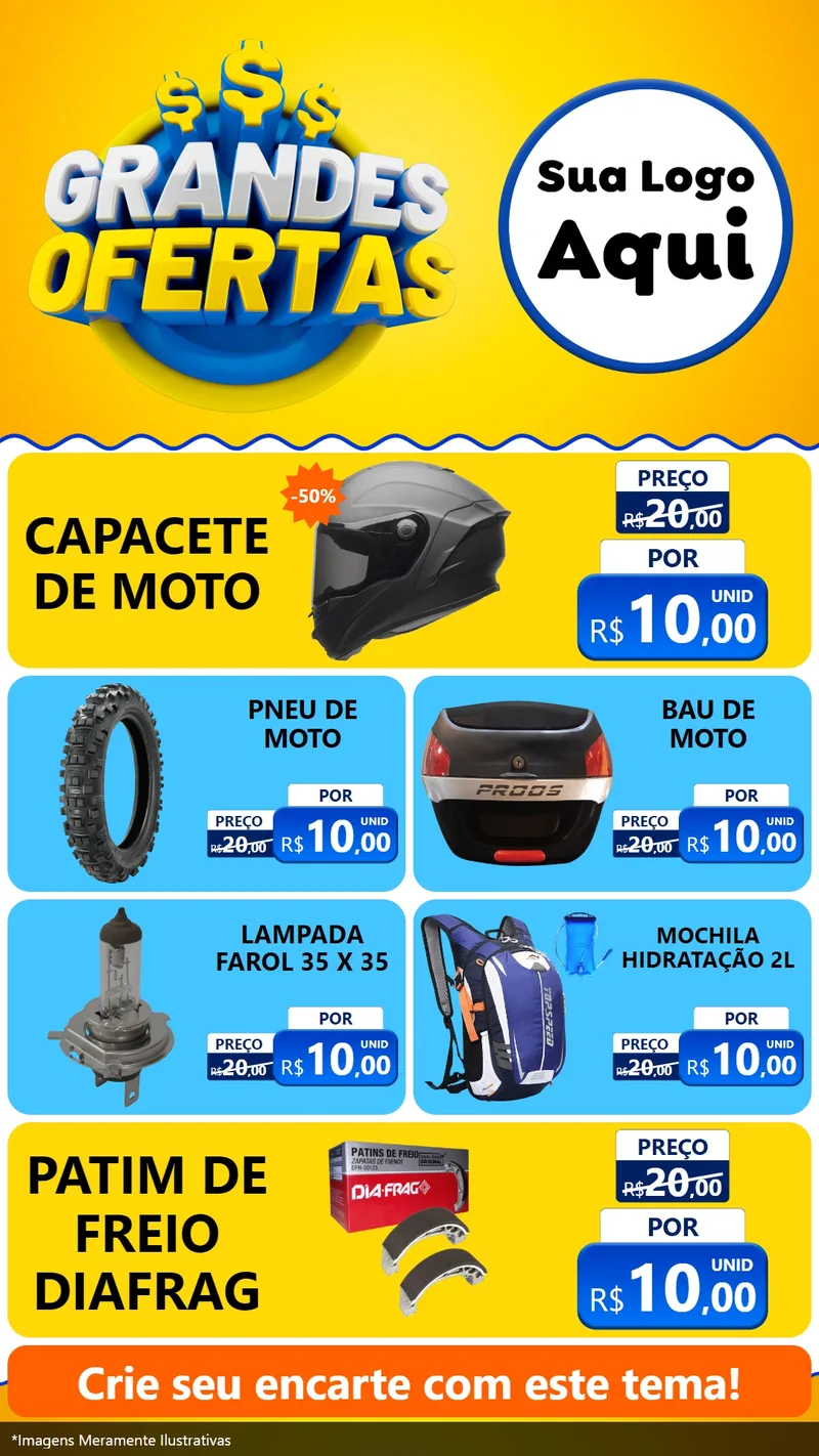 Modelo de TV para TV Vertical com o tema Grandes Ofertas para Moto peças