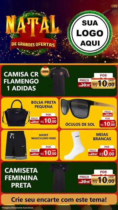 Modelo de TV para TV Vertical com o tema Natal de Grandes Ofertas para Roupas e acessórios