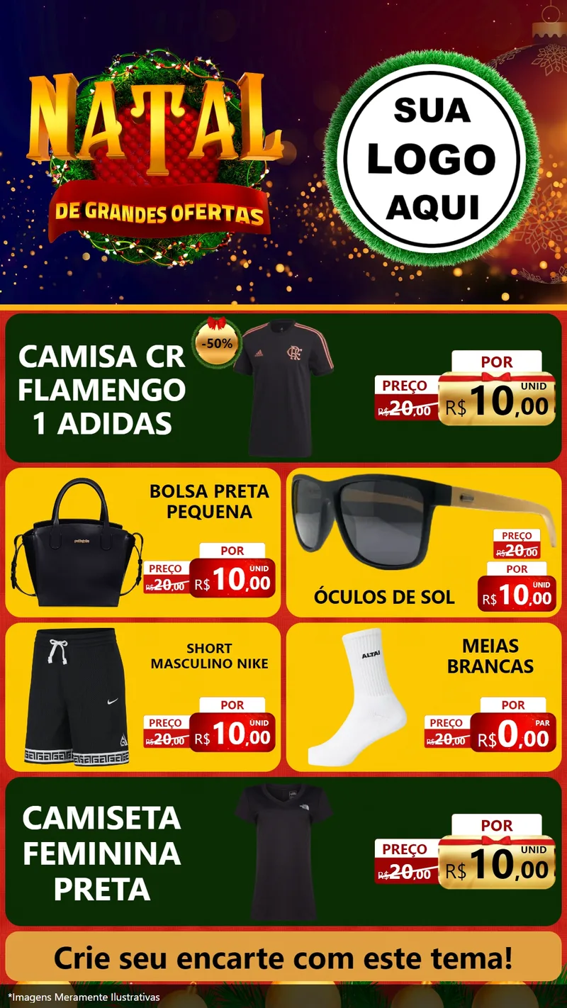 Modelo de TV para TV Vertical com o tema Natal de Grandes Ofertas para Roupas e acessórios