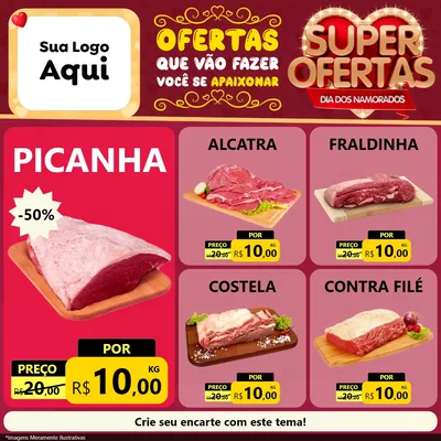 Modelo de Rede Social para Feed Facebook com o tema Dia dos Namorados para Açougue