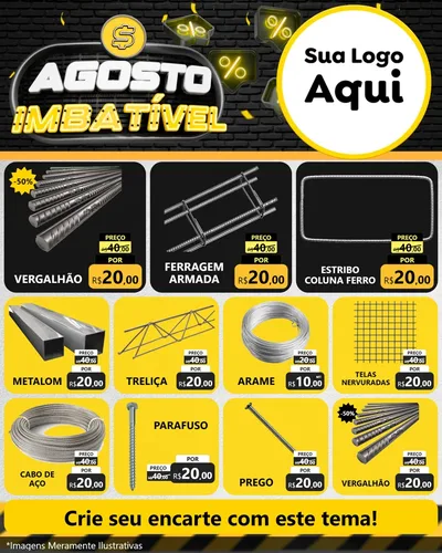 Modelo de Rede Social para Feed Instagram com o tema Agosto Imbatível para Ferragens