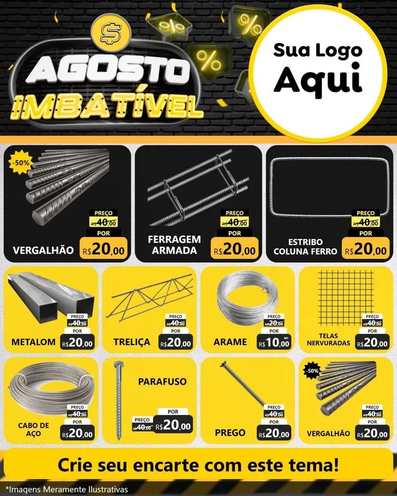 Modelo de Rede Social para Feed Instagram com o tema Agosto Imbatível para Ferragens