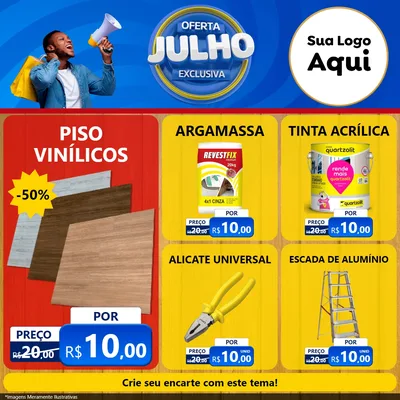 Modelo de Rede Social para Feed Facebook com o tema Oferta Exclusiva, Julho para Material para Construção