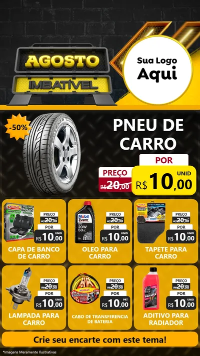 Modelo de Rede Social para Stories com o tema Agosto Imbatível para Auto peças