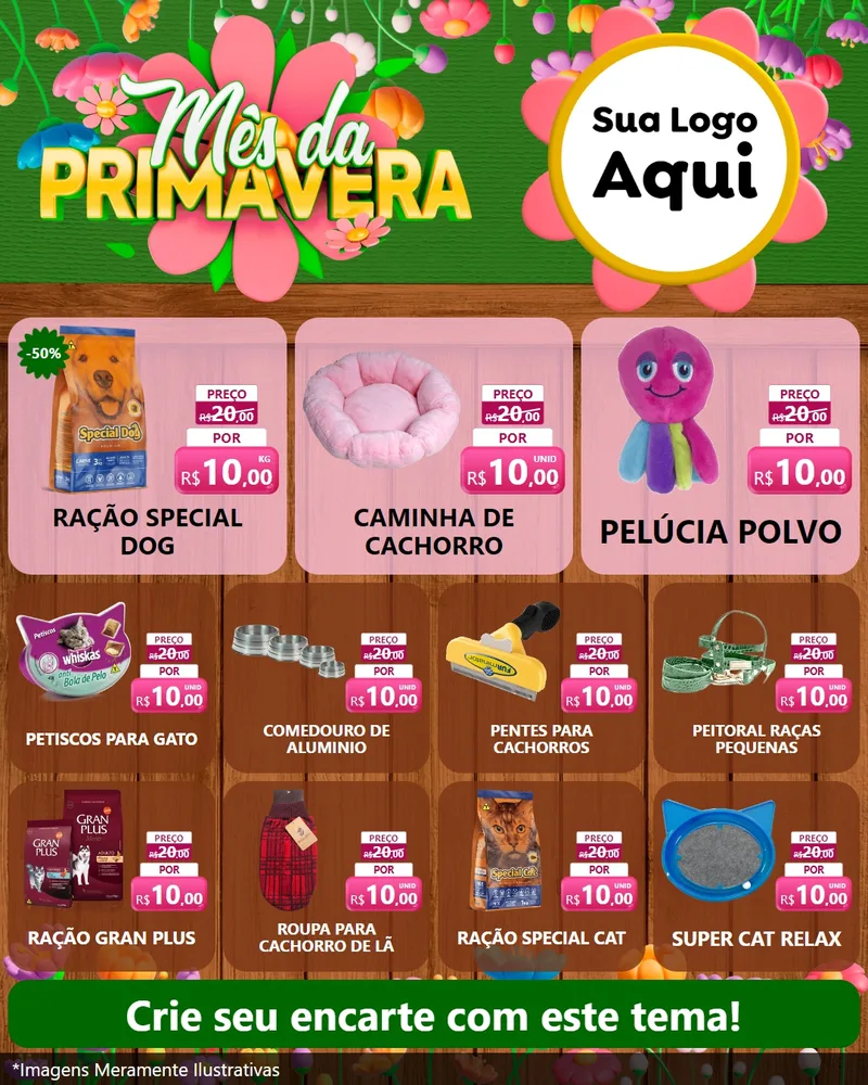 Modelo de Rede Social para Feed Instagram com o tema Mês da Primavera para Pet Shop