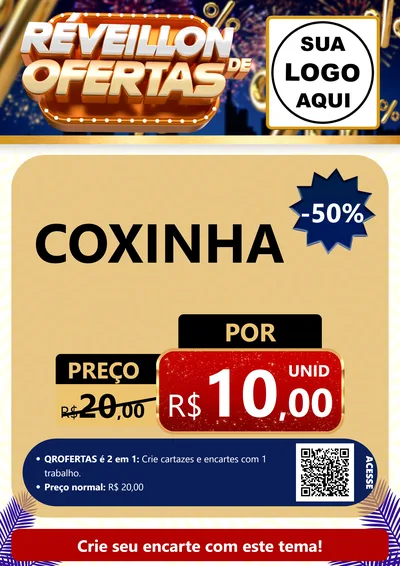 Modelo de Cartaz para Cartaz A4 Vertical com o tema Réveillon de Ofertas para Salgadaria