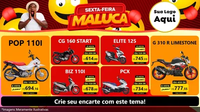 Modelo de TV para TV Horizontal com o tema Sexta-feira Maluca para Concessionaria de Motos