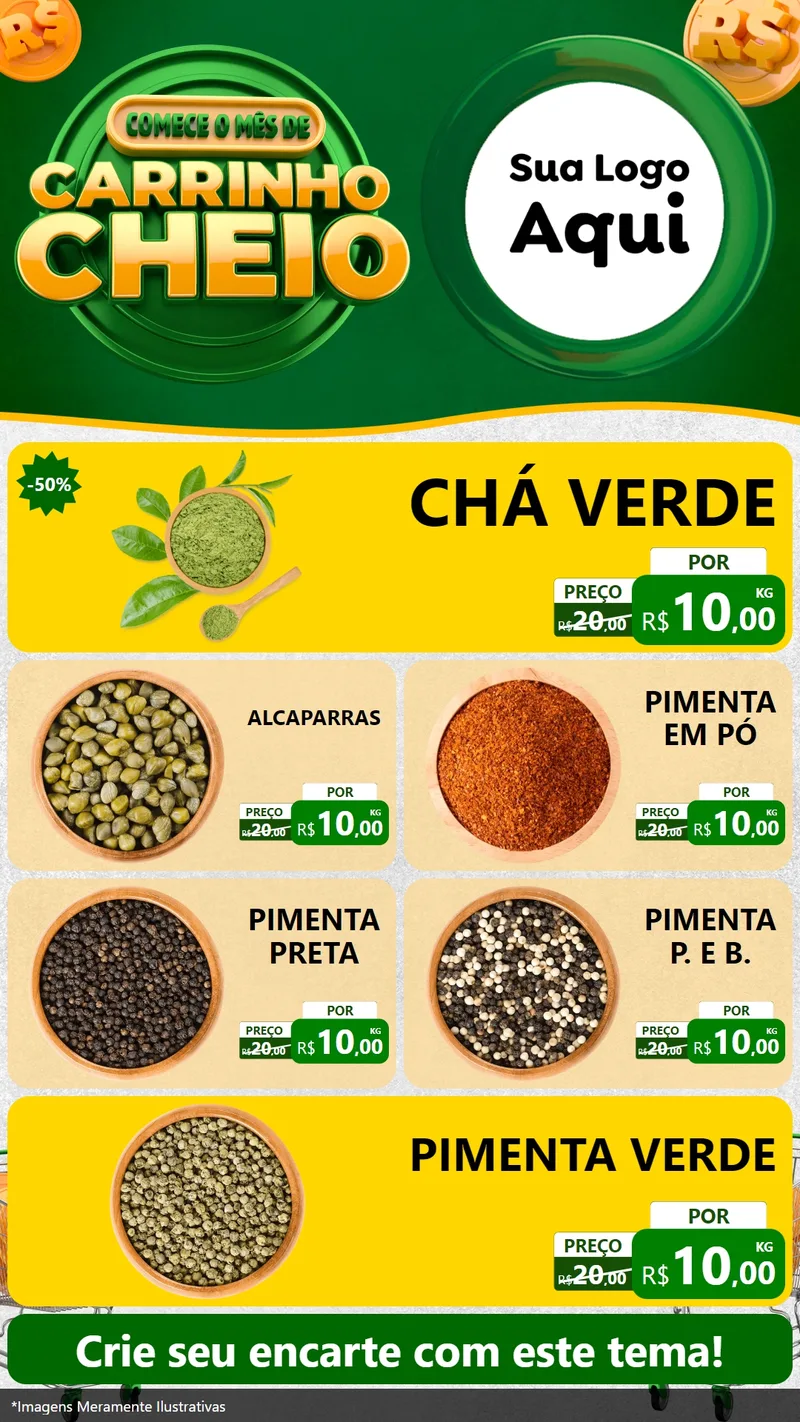 Modelo de TV para TV Vertical com o tema Carrinho Cheio para Produtos Naturais
