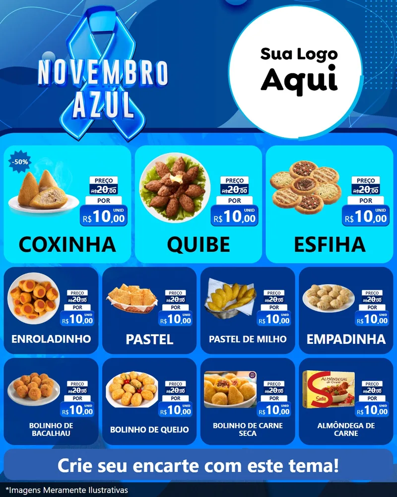 Modelo de Rede Social para Feed Instagram com o tema Novembro Azul para Salgadaria