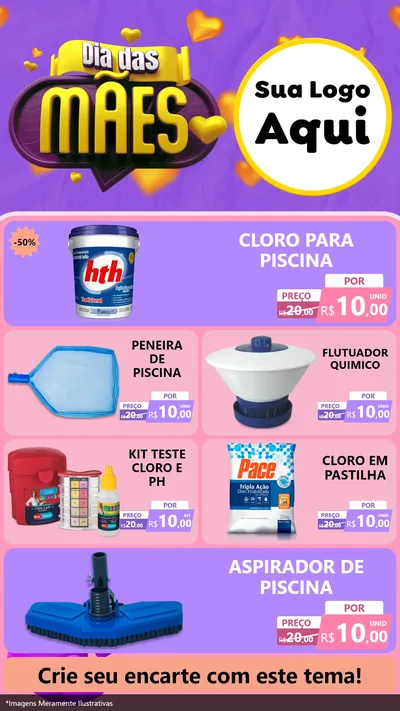 Modelo de TV para TV Vertical com o tema Dia das Mães para Produtos para Piscina