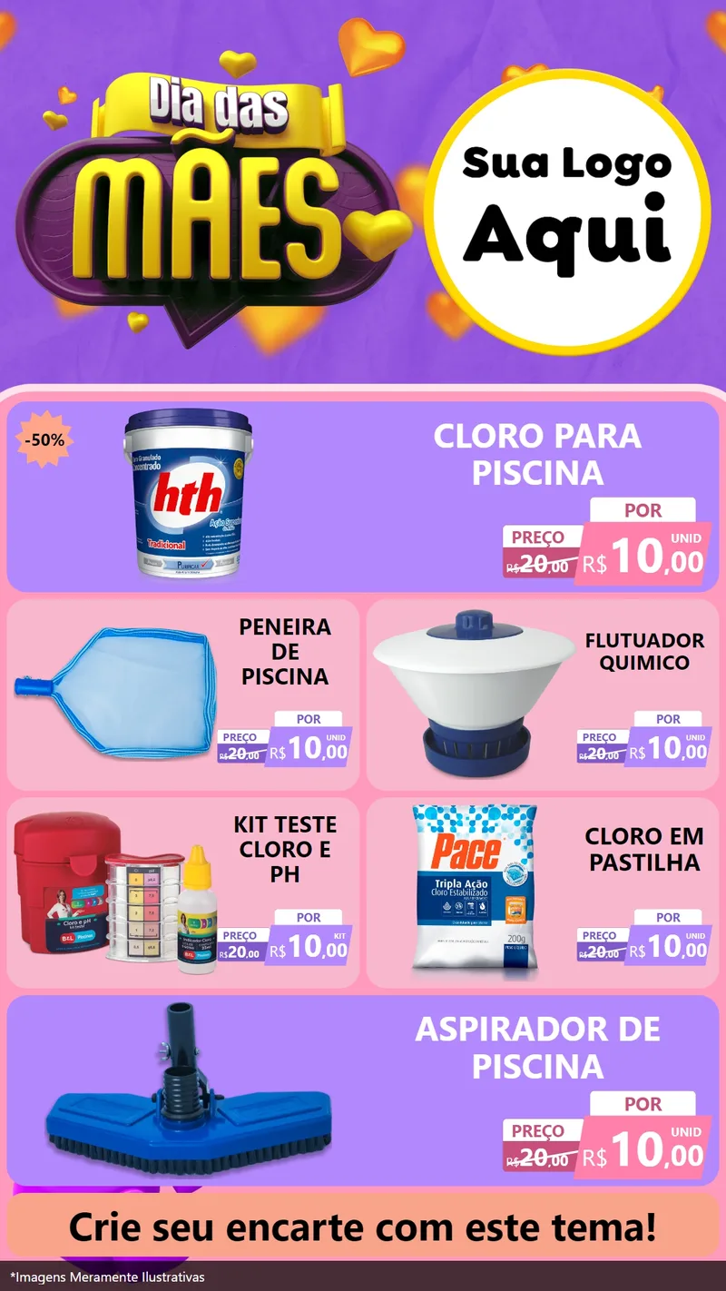 Modelo de TV para TV Vertical com o tema Dia das Mães para Produtos para Piscina