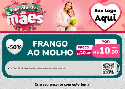 Modelo de Cartaz para Cartaz A4 Horizontal com o tema Feliz Dia das Mães para Restaurante