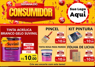 Modelo de Encarte para Encarte A4 Horizontal com o tema Semana do Consumidor para Tintas e Ferramentas