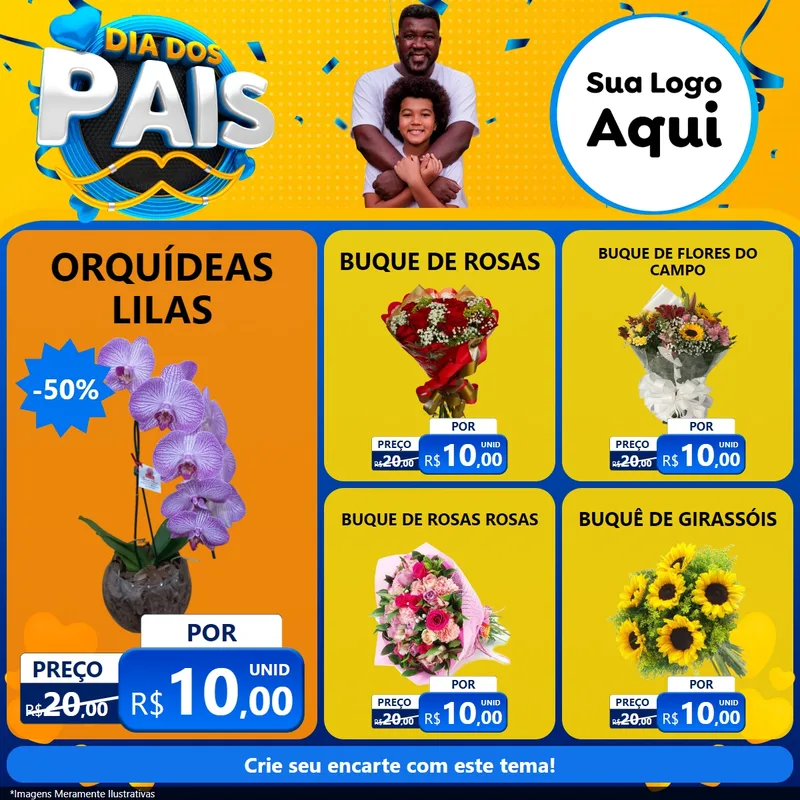 Modelo de Rede Social para Feed Facebook com o tema Dia dos Pais para Floricultura e jardim
