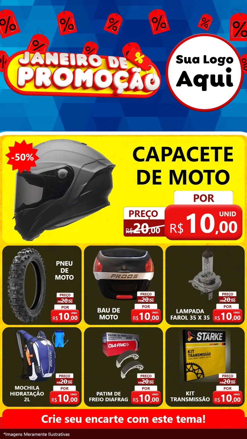 Modelo de Rede Social para Stories com o tema Janeiro de Promoção para Moto peças