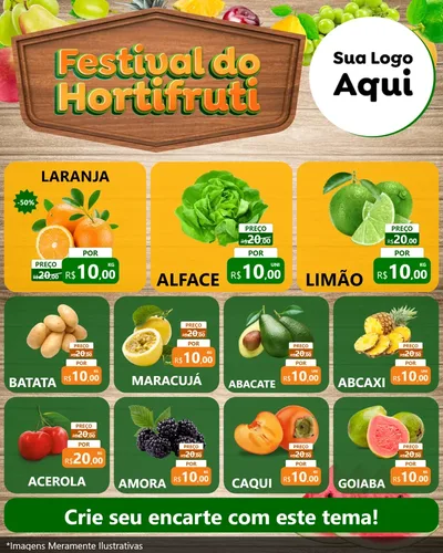 Modelo de Rede Social para Feed Instagram com o tema Festival do Hortifruti para Hortifrúti