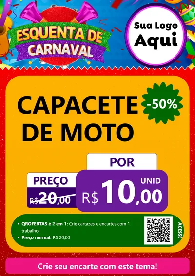 Modelo de Cartaz para Cartaz A4 Vertical com o tema Esquenta de Carnaval para Moto peças