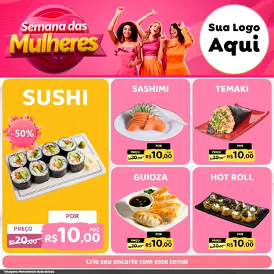 Modelo de Rede Social para Feed Facebook com o tema Semana das Mulheres para Comida japonesa
