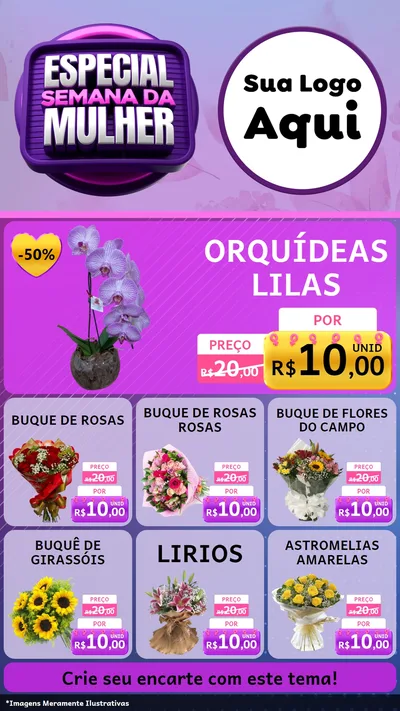 Modelo de Rede Social para Stories com o tema Especial Semana da Mulher para Floricultura e jardim