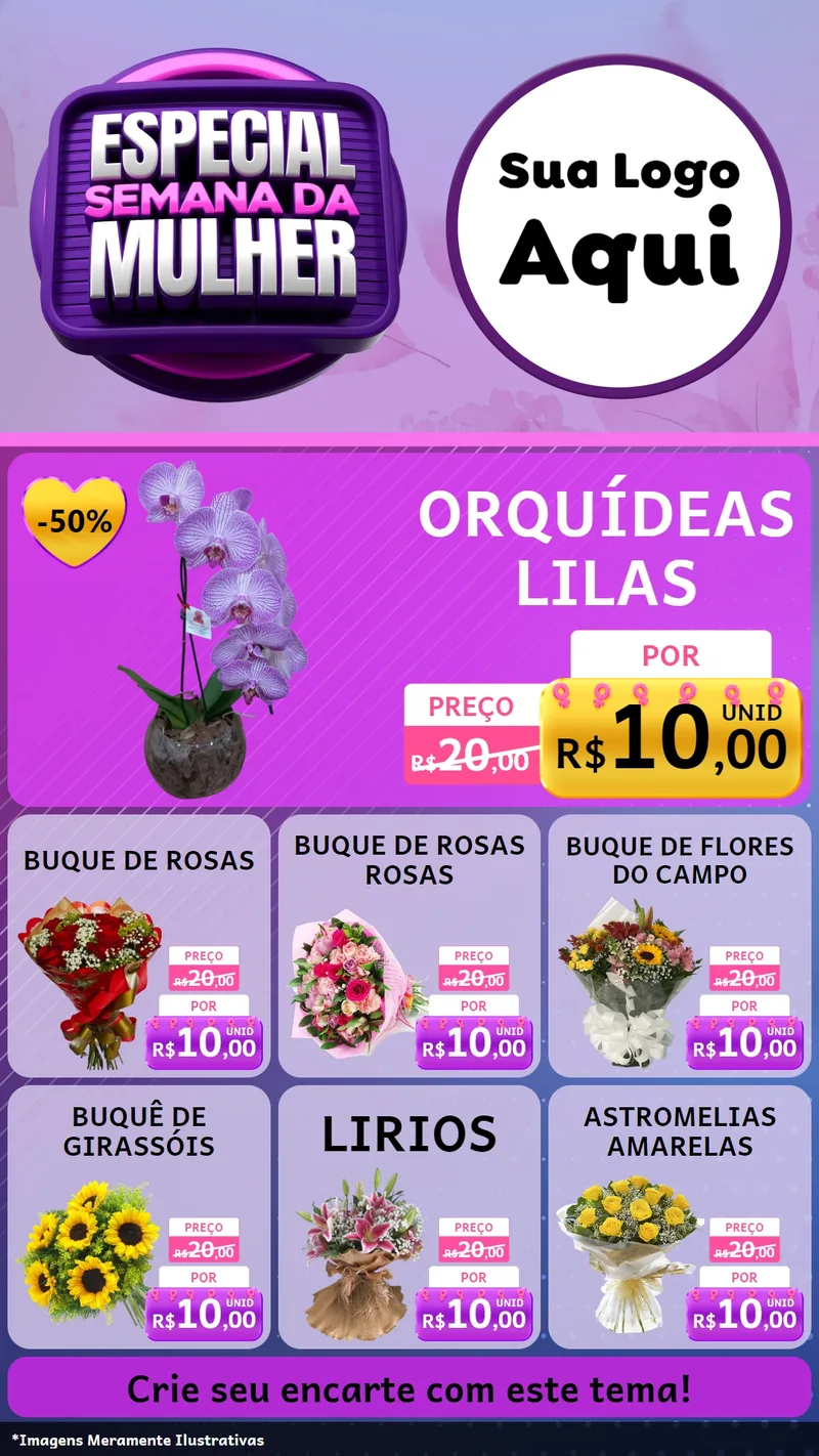 Modelo de Rede Social para Stories com o tema Especial Semana da Mulher para Floricultura e jardim