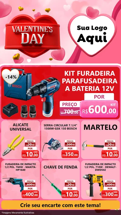Modelo de Rede Social para Stories com o tema Valentine's Day para Maquinas e Ferramentas