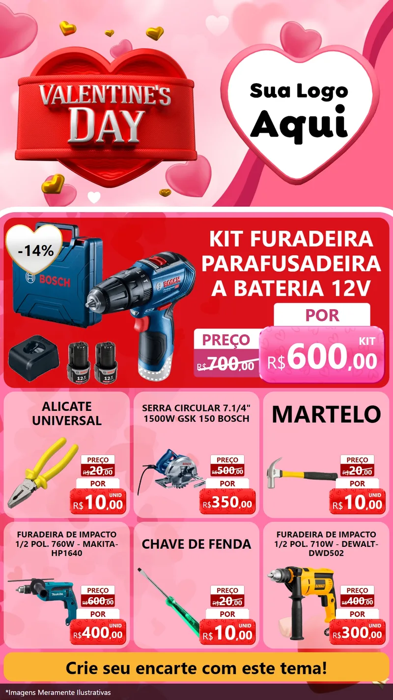 Modelo de Rede Social para Stories com o tema Valentine's Day para Maquinas e Ferramentas