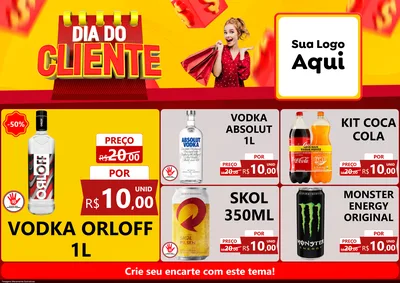 Modelo de Encarte para Encarte A4 Horizontal com o tema Dia do Cliente para Distribuidora de bebidas
