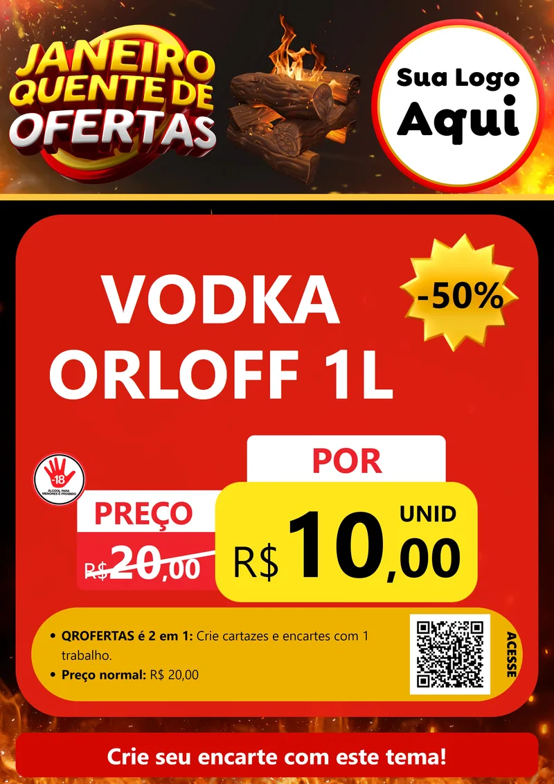 Modelo de Cartaz para Cartaz A4 Vertical com o tema Janeiro Quente de Ofertas para Distribuidora de bebidas