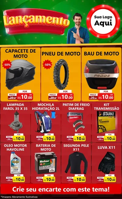 Modelo de Encarte para Encarte Grande com o tema Lançamento para Moto peças