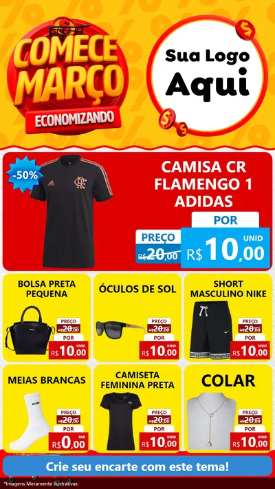 Modelo de Rede Social para Stories com o tema Comece Março Economizando para Roupas e acessórios