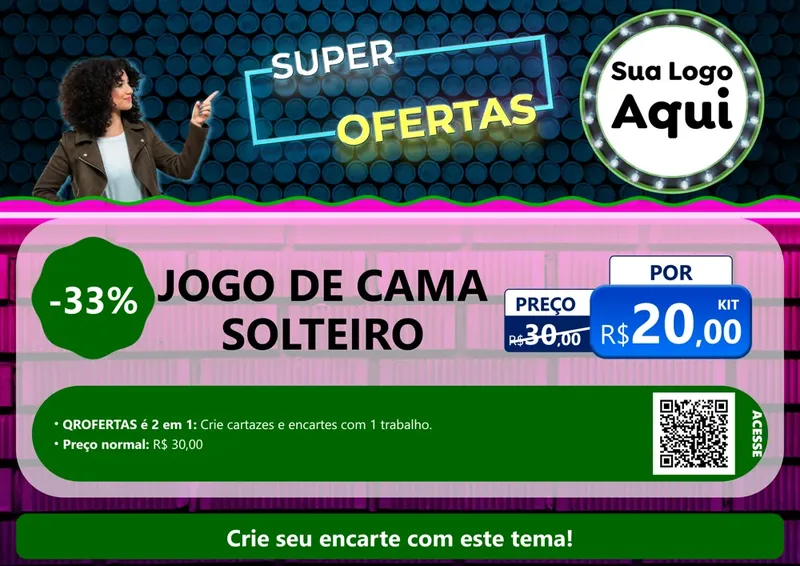 Modelo de Cartaz para Cartaz A4 Horizontal com o tema Super Ofertas para Cama, Mesa e Banho