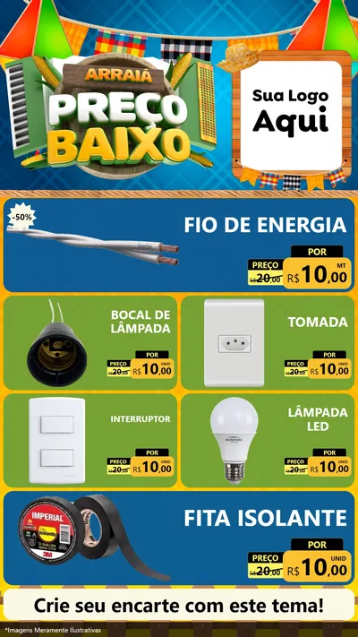 Modelo de TV para TV Vertical com o tema Arraiá de Preço Baixo - Junina para Materiais Elétricos