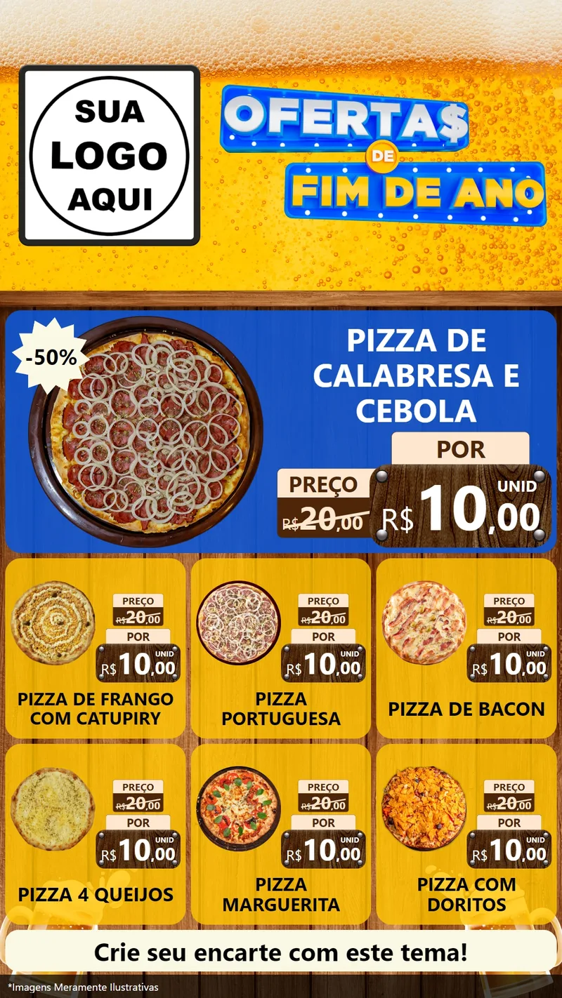 Modelo de Rede Social para Stories com o tema Ofertas de Fim de Ano para Pizzaria