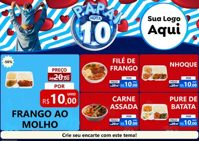 Modelo de Encarte para Encarte A4 Horizontal com o tema Papai Nota 10 para Restaurante