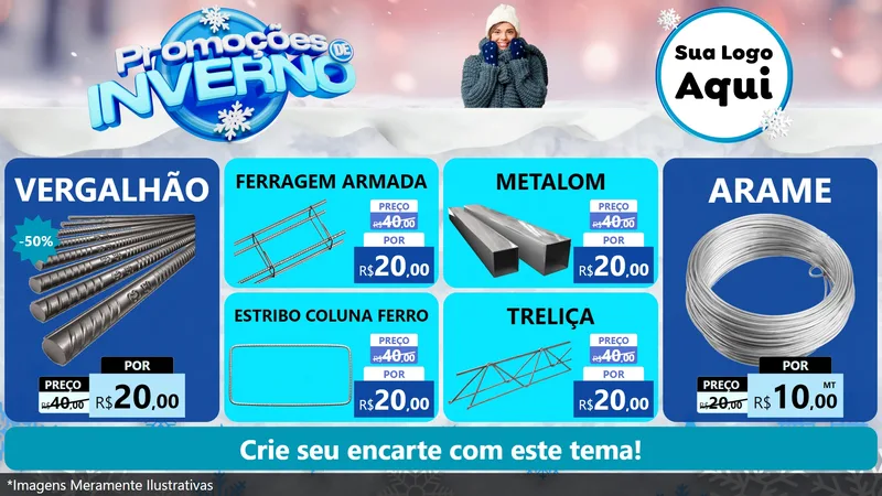Modelo de TV para TV Horizontal com o tema Promoções de Inverno para Ferragens
