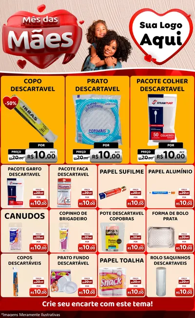 Modelo de Encarte para Encarte Grande com o tema Mês das Mães para Embalagens