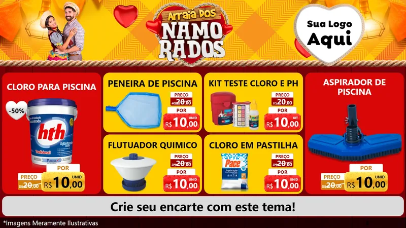 Modelo de TV para TV Horizontal com o tema Arraiá dos Namorados para Produtos para Piscina