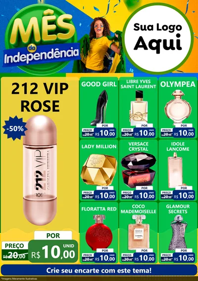 Modelo de Encarte para Encarte A4 Vertical com o tema Mês da Independência para Perfumes