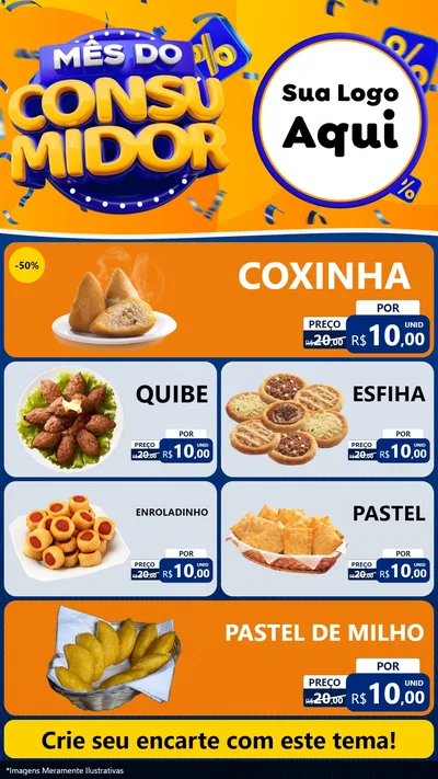Modelo de TV para TV Vertical com o tema Mês do Consumidor para Salgadaria