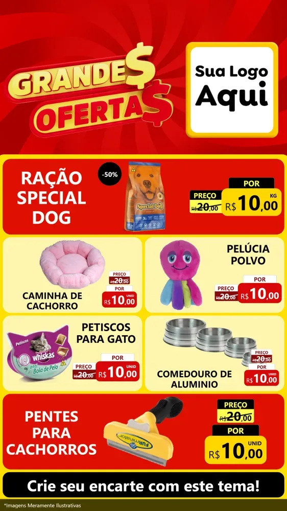 Modelo de TV para TV Vertical com o tema Grandes Ofertas para Pet Shop