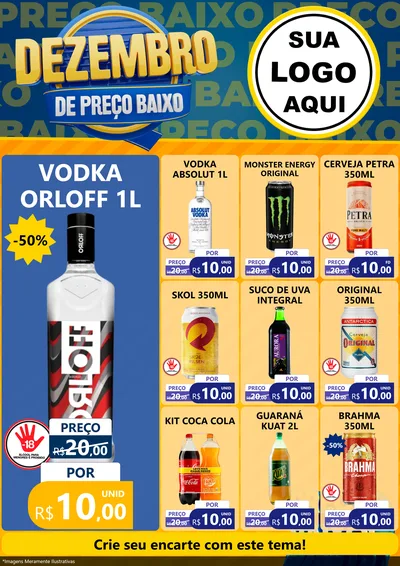 Modelo de Encarte para Encarte A4 Vertical com o tema Dezembro de Preço Baixo para Distribuidora de bebidas