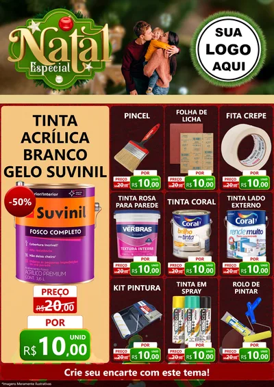 Modelo de Encarte para Encarte A4 Vertical com o tema Natal Especial para Tintas e Ferramentas