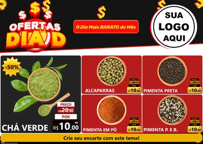 Modelo de Encarte para Encarte A4 Horizontal com o tema Ofertas Dia D para Produtos Naturais